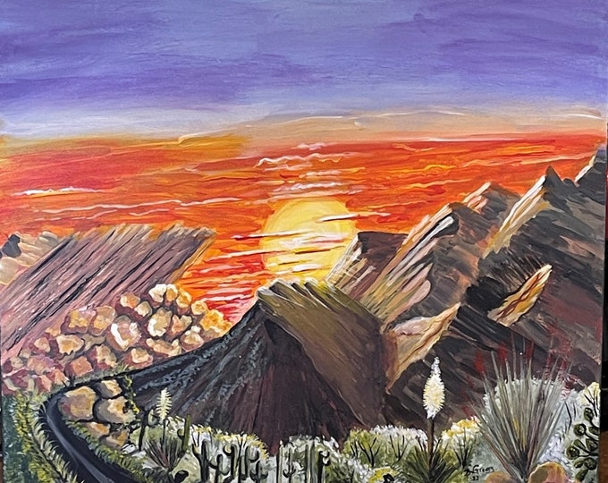 Original Acrylic Landscape Art, Gallery Wrapped, 24 x 20 inches, "Arizona Desert Drive"