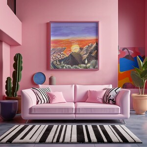 Abstract Painting. Arizona Desert Drive - Original Acrylic Wall Art, 24x20in - Unveil the Mesmerizing Beauty of the Southwest!&quot;