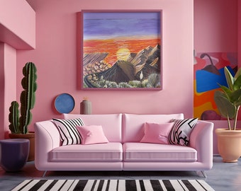 Arizona Desert Drive - Original Acrylic Wall Art, 24x20in - Unveil the Mesmerizing Beauty of the Southwest!"