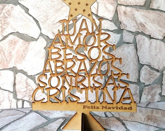 custom wooden Christmas tree with names,desktop Christmas decoration for home,custom tree with family names