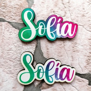 nombres CON IMÁN personalizados impresos en madera,nombres en madera para regalo de boda,palabras con imán para nevera, nombres para bautizo