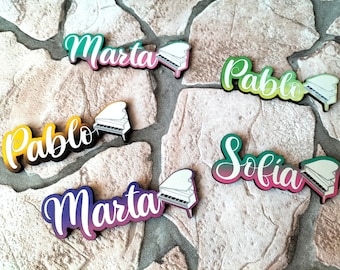 personalized wooden names WITH MAGNET with piano, names printed in color, gift for piano student, piano decoration for home