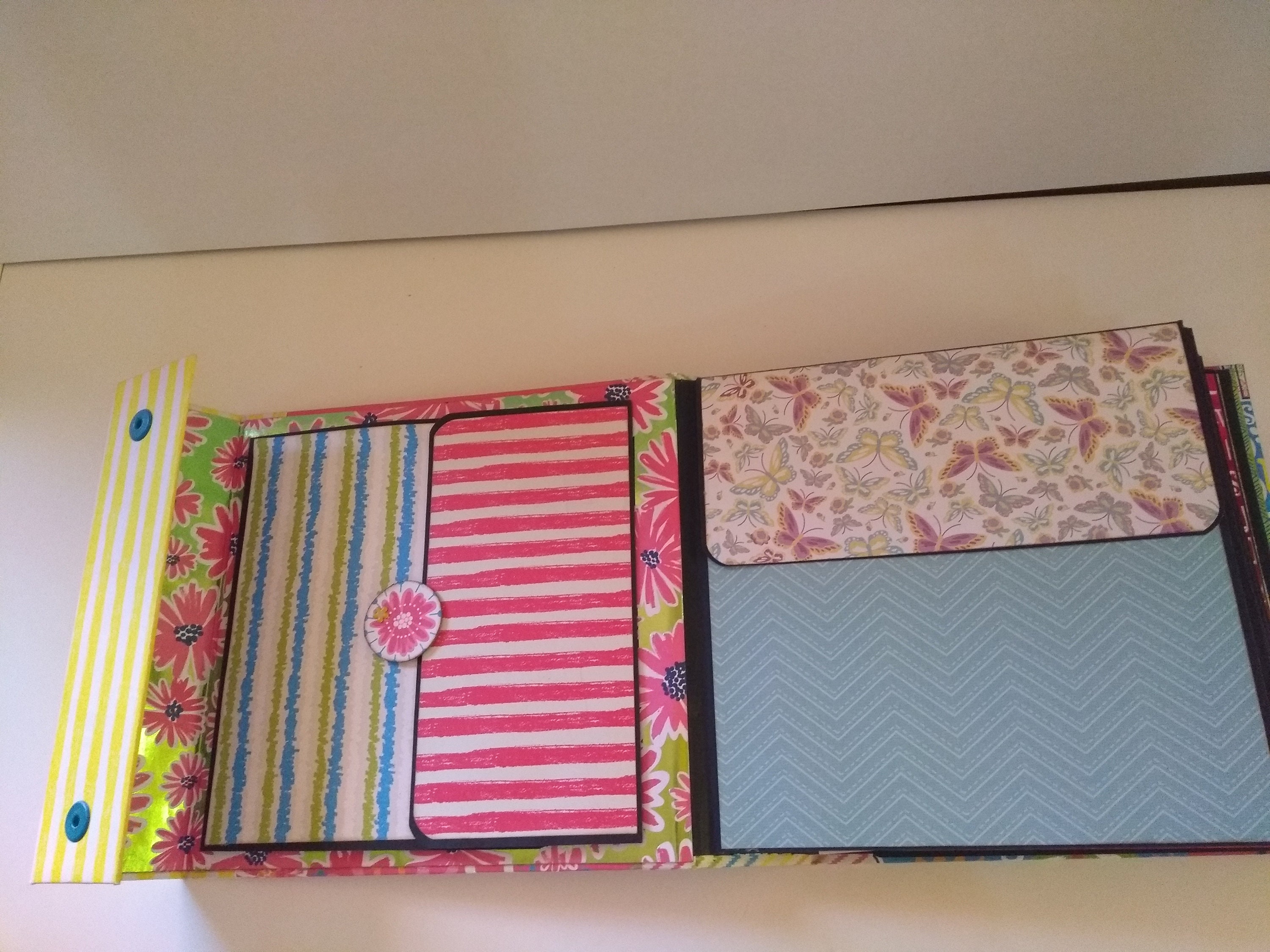 handmade scrapbook album in cardboard and paper, handcrafted gift,photo