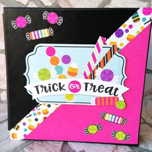 Álbum de scrapbook feito à mão em cartolina, cartolina e papel com tema Halloween, presente para fotos de amigos, lembranças, fantasias...