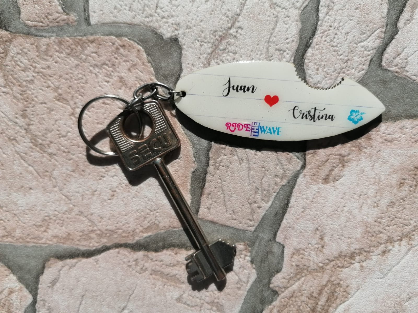 Custom surfboard keychain, wooden surfboard keychain, custom keychain