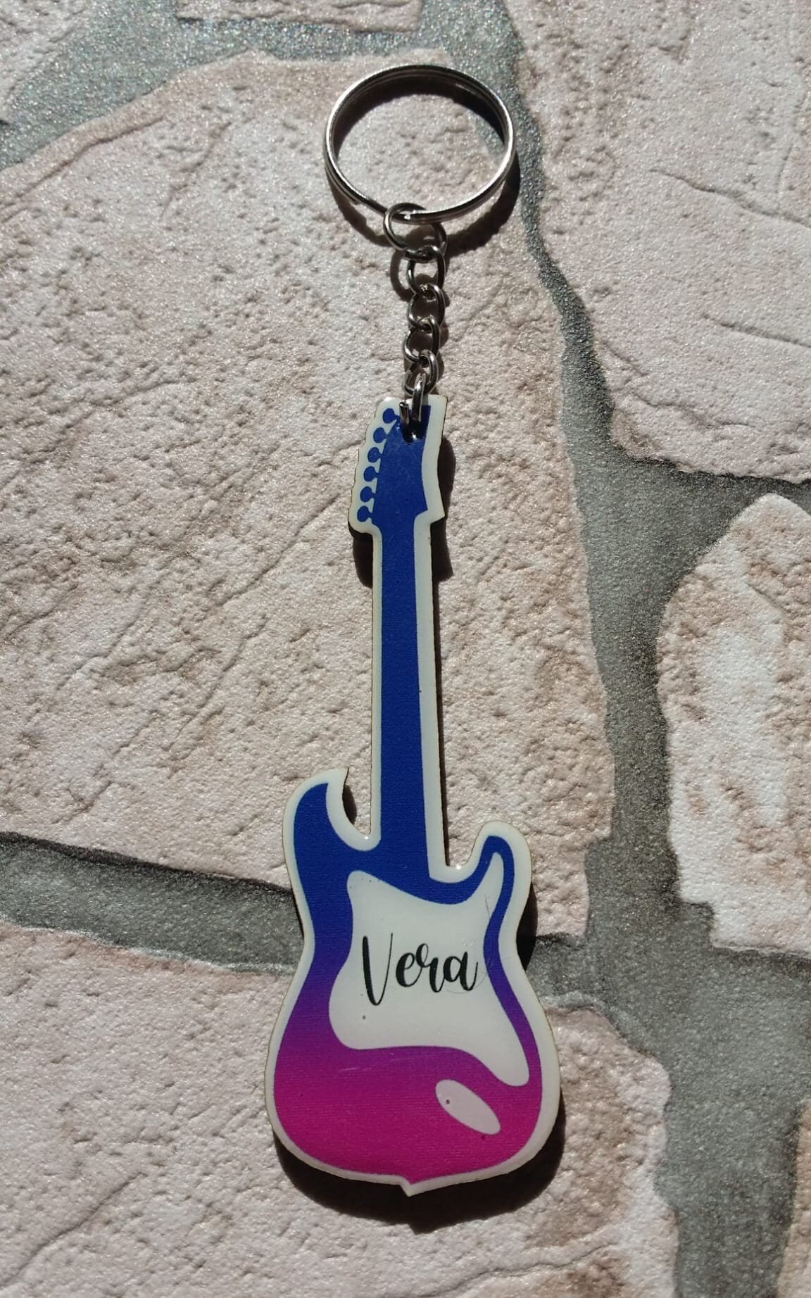 Custom electric guitar wood keychain, original gift guitar keychain