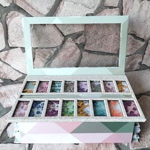 Album di scarto fatto a mano in cartone, cartone e carta, regalo fatto a mano, album fotografico, album ad acquerello personalizzato, disegno, arte