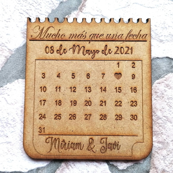 Custom wedding calendar, gift magnet calendar for godparents, wedding agenda with magnet, wedding souvenir, wooden wedding magnet