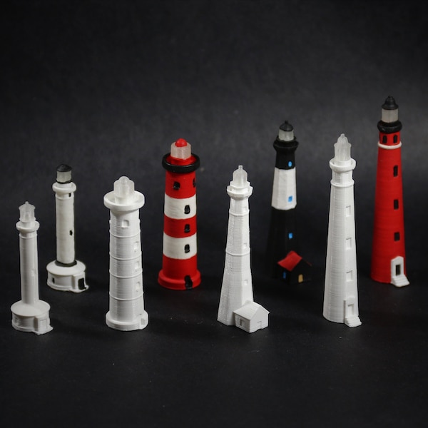 Miniature Lighthouse Models - unpainted - to scale - multiple sizes