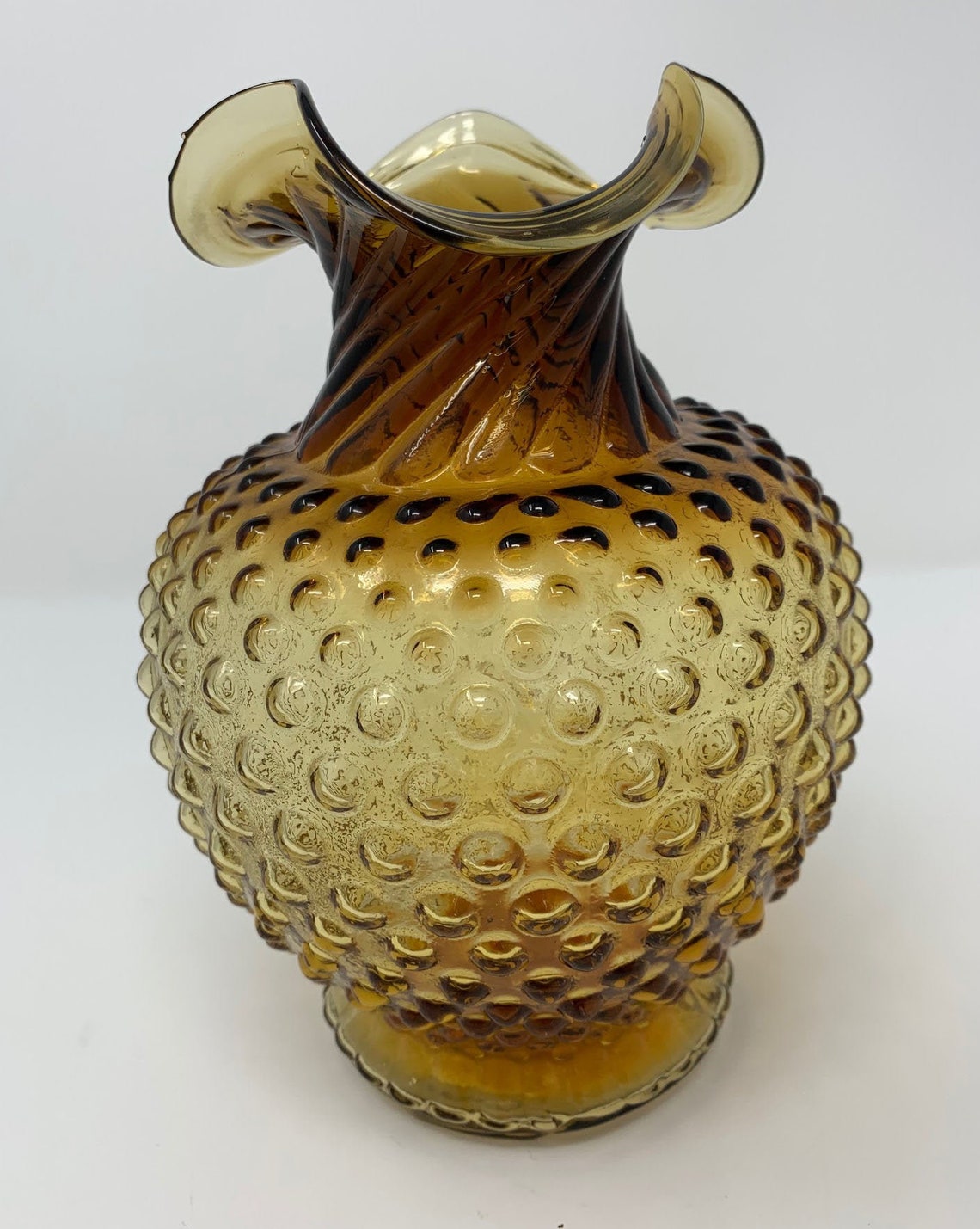 Vintage TIARA EXCLUSIVES Indiana Glass Amber Hobnail Vase Etsy