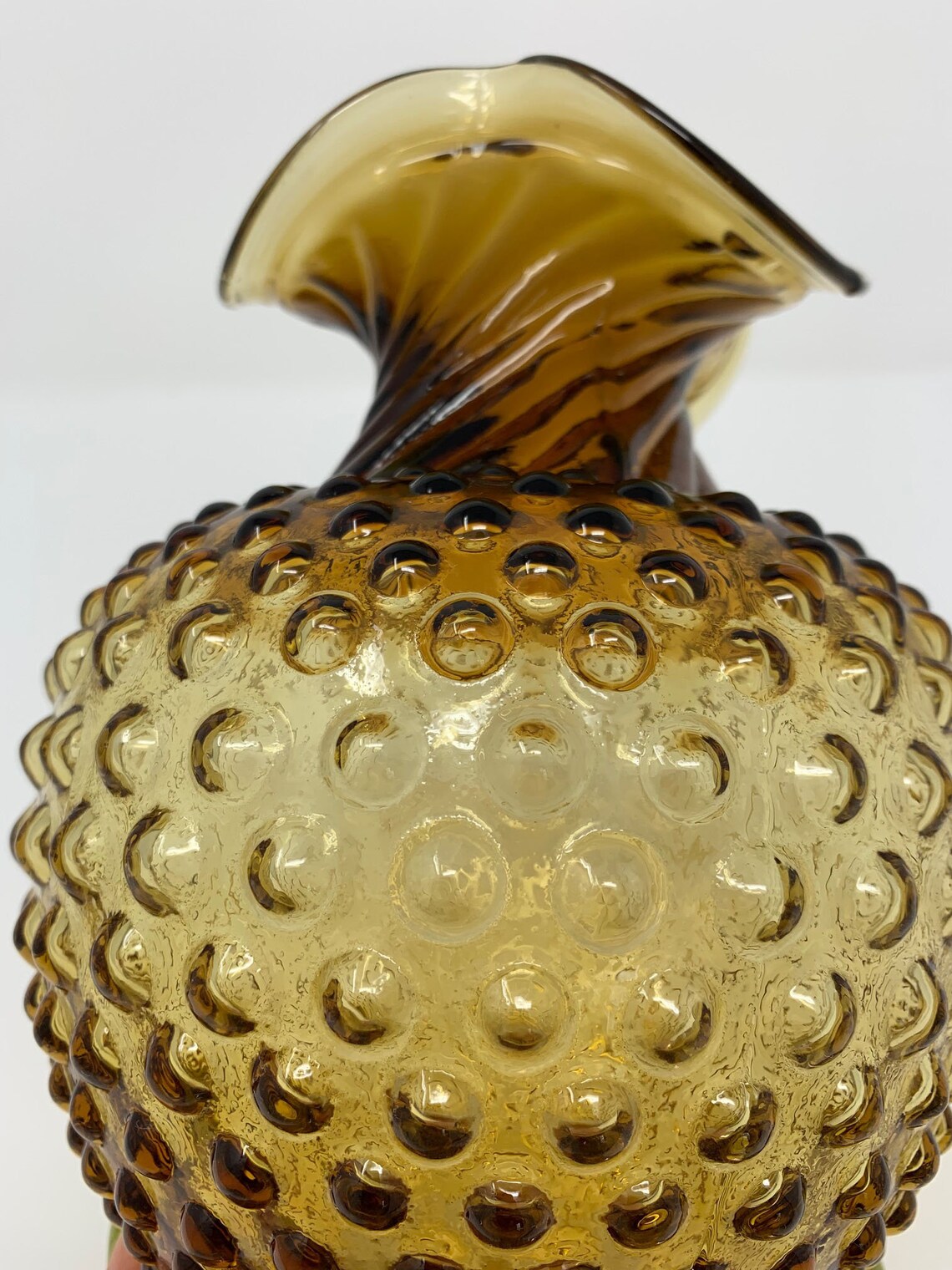 Vintage TIARA EXCLUSIVES Indiana Glass Amber Hobnail Vase Etsy