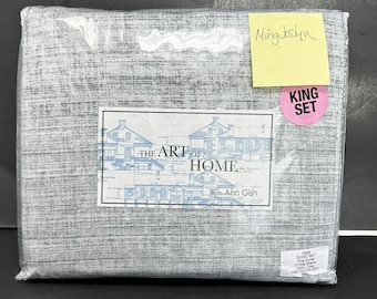 ANN GISH The Art of Home CODE Grey Gray King Duvet Set w/2 King Shams, New