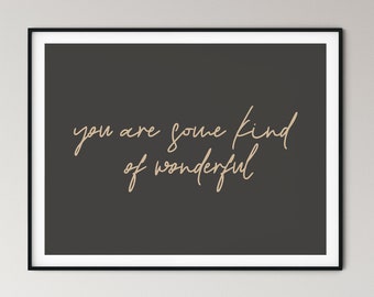 Some Kind of Wonderful Quote Print, Modern Printable Wall Art, Minimal Wall Art, Printable Art, Quote Art, Living Room Art, Horizontal Art