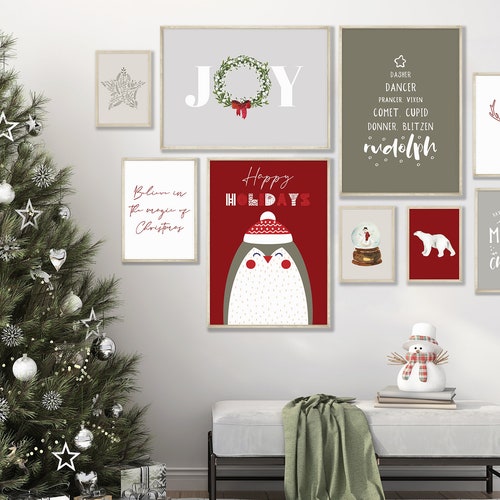 Christmas Set of 9 Prints Christmas Artwork Christmas - Etsy