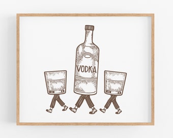Wodka print, wodka kunst, wodka afdrukbaar, bar kar prints, bar kunst, bar afdrukbare, keuken kunst, keuken print, bar decor, afdrukbare muur kunst