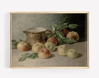 Vintage Fruit Painting | Vintage Kitchen Wall Art | Farmhouse Kitchen Wall Decor | Farmhouse Kitchen Art | Farmhouse Decor | Kitchen Print