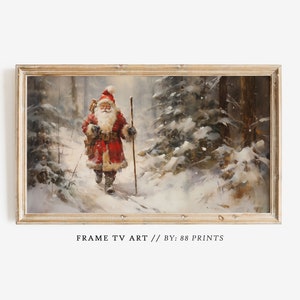 Samsung Frame TV Art Christmas Santa Calus In A Winter Forest | Christmas Frame TV Art | Nostalgic Christmas Tv Art | Art for The Frame Tv