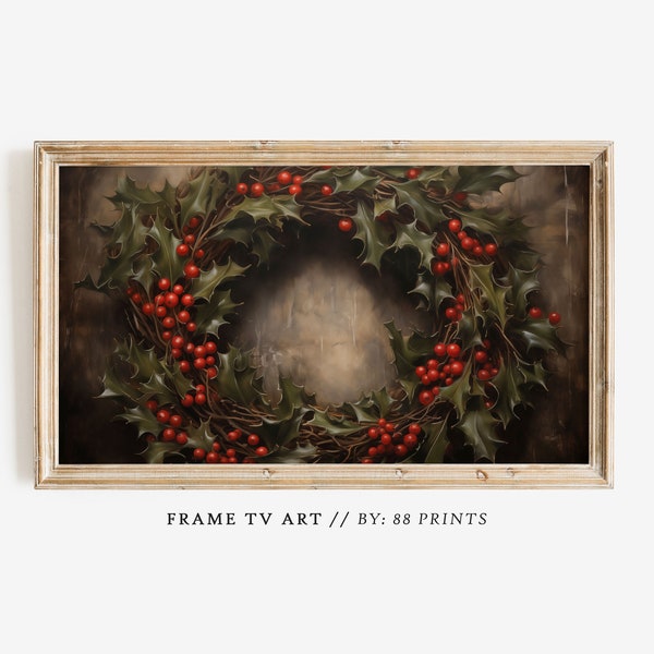 Samsung Frame TV Art Christmas Wreath | Christmas Frame TV Art | Nostalgic Christmas Tv Art | Art for The Frame Tv