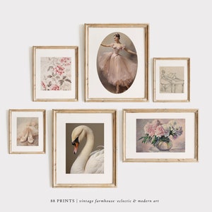 Balletcore Set of 6 Prints | Balletcore Aesthetic | Ballerina Wall Art | Ballet Art | Vintage Nursery Prints | Vintage Nursery Art