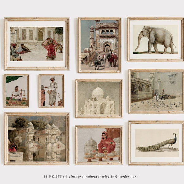 Vintage India Gallery Wall Set of 10 Prints | Vintage Decor | India Wall Art | India Print | India Art | Printable Art | Digital Download