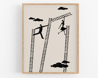 Ladder of Success Print, Home Office Art, Office Prints, Office Wall Decor, Work From Home Art Prints, Office Wall Art, Printable Wall Art