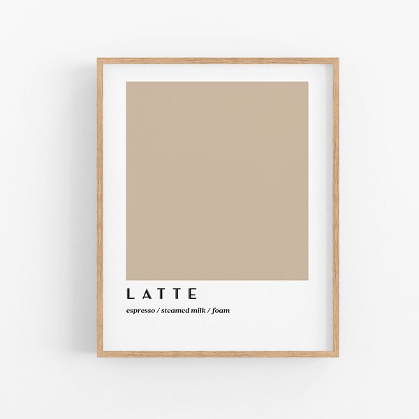 Latte Print, Coffee Typography Art, Coffee Art, Coffee Prints, Coffee Bar Prints, Coffee Bar Art, Coffee Printable Art, Abstract Coffee Art