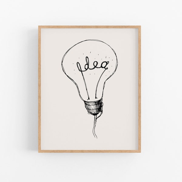 Light Bulb Idea Print, Office Wall Decor, Home Office Decor, Work From Home Art Prints, Office Wall Art, Office Printable Wall Art, Fun Art
