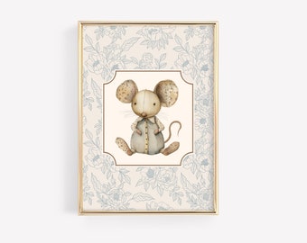 Cute Mouse Nursery Print | Nursery Wall Decor | Nursery Animal Prints | Gender Neutral Nursery Prints | Nursery Printable Wall Art