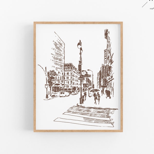 City Sketch Print, City Print, City Art, Digital Download, Modern Printable Wall Art, Living Room Art, Bedroom Art, Abstract Art, Home Decor