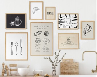 Kitchen Set of 8 Prints + 3 Bonus Prints for Free, Modern Kitchen Decor, Kitchen Wall Art, Kitchen Prints, Kitchen Art, Printable Wall Art