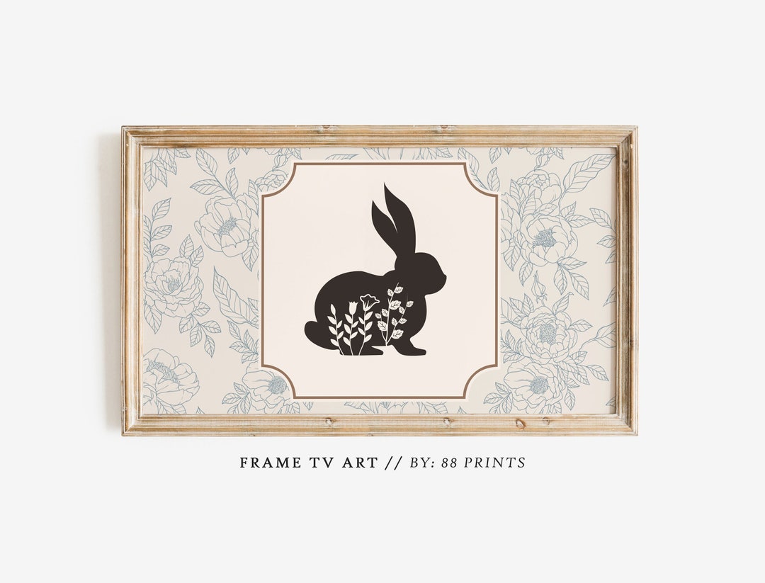 Storefront Frame Rabbit Floral Rabbit Silhouette Frame TV Art Frame TV Art Easter Easter Frame ...