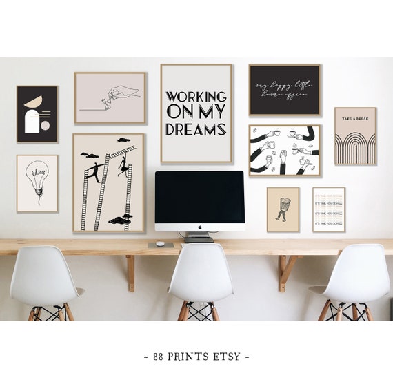 Home Office Wall Art Set, Office Wall Decor, Office Wall Art