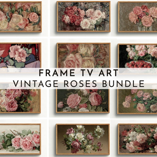 Samsung Frame TV Art Vintage Flowers Set of 12 | Vintage Roses Frame TV Art Set | Vintage Frame TV Art | Vintage Decor