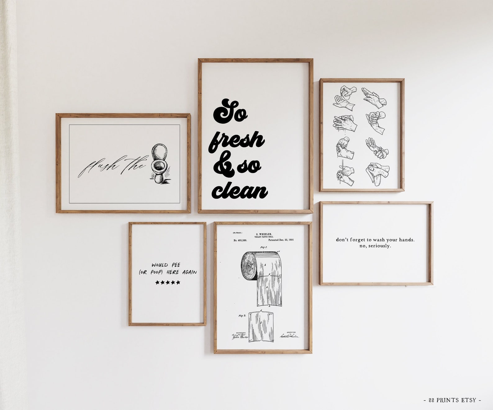 Bathroom Set of 6 Prints Bathroom Print Bathroom Art - Etsy