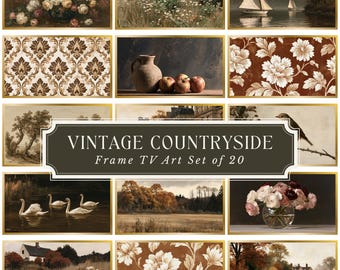 Frame TV Art Bundle | 20 Moody Vintage Countryside Paintings | Samsung Frame TV Art | 4K Digital Download