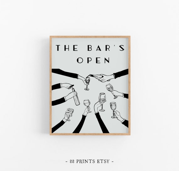 The Bar's Open Print Art Deco Bar Retro Bar - Etsy