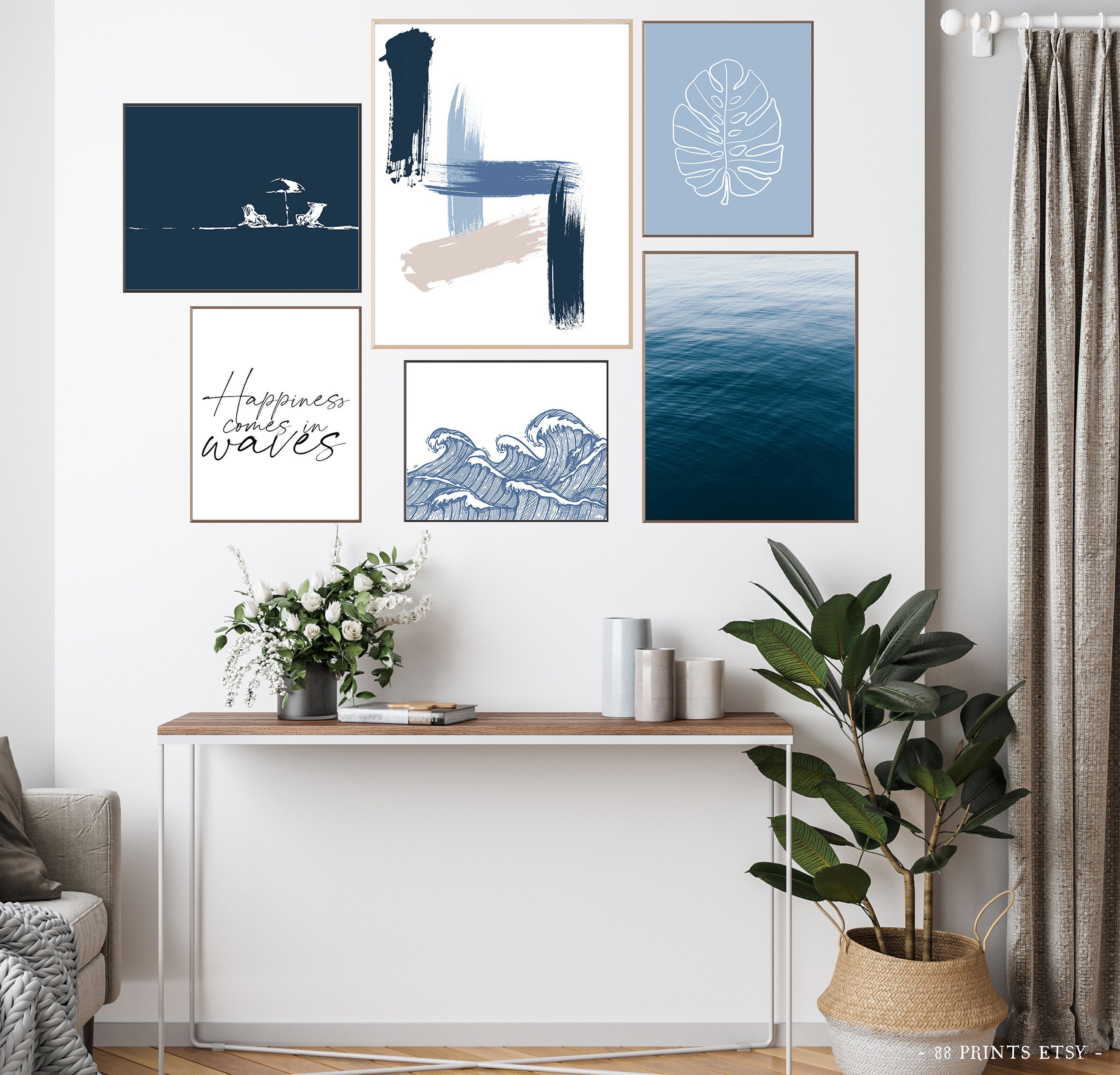 Deep Blue Gallery Wall Set of 6 Prints Wall Art Gallery Wall Etsy