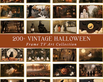 Halloween Frame TV Art Bundle | 200+ Vintage Halloween Art | Ghost & Pumpkin TV Art | Spooky Fall Decor | 4K Digital Download