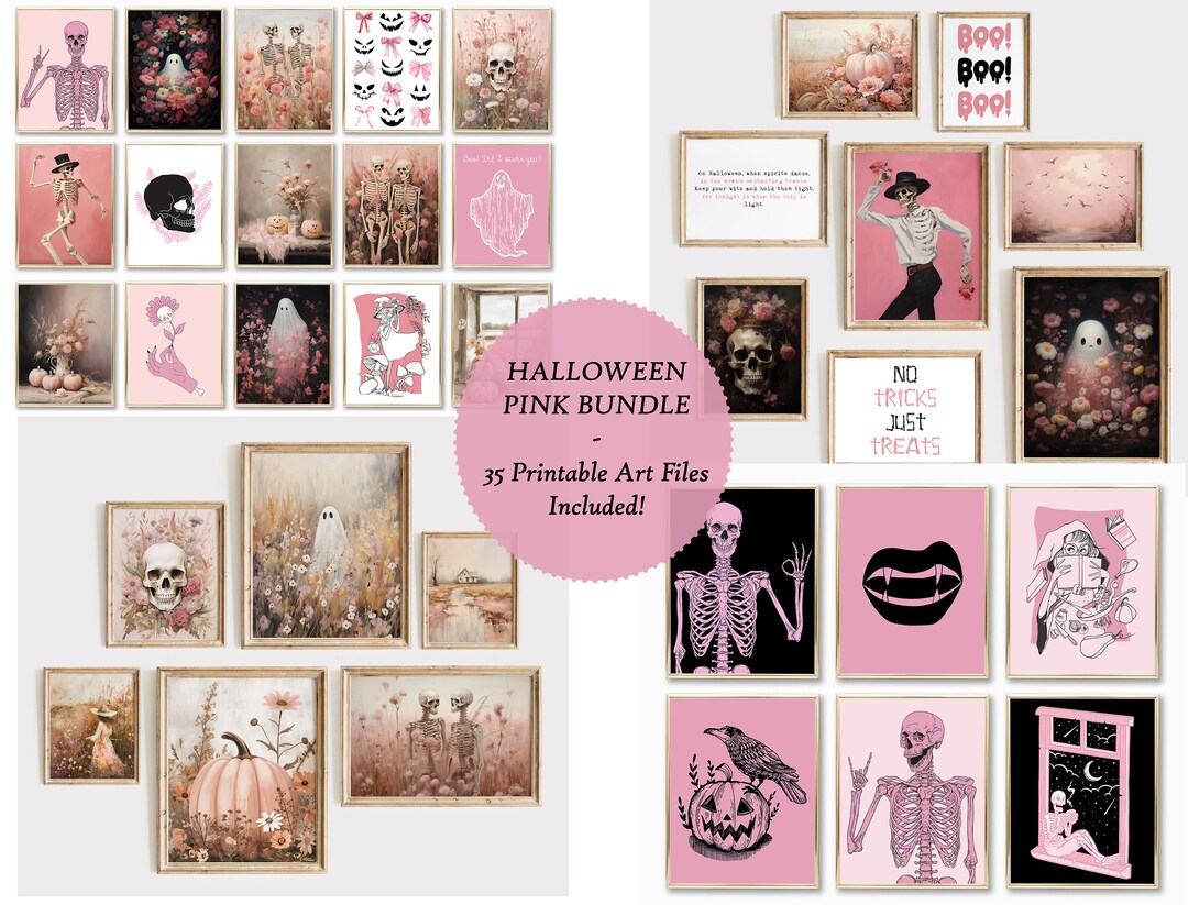 Pink Halloween Mega Bundle Set of 35, Printable Halloween Gallery Set ...