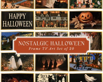 Nostalgic Halloween Frame TV Art Bundle Set of 20 | Vintage Halloween Art | Ghost & Pumpkin TV Art | Spooky Fall Decor | 4K Digital Download
