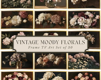Frame TV Art | Vintage Moody Floral Paintings | Samsung Frame TV Art | 30 Art Files | 4K Digital Download