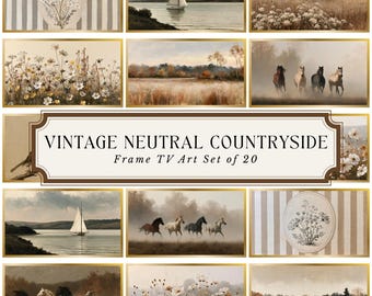 Frame TV Art Bundle | 20 Vintage Neutral Countryside Paintings | Samsung Frame TV Art | 4K Digital Download