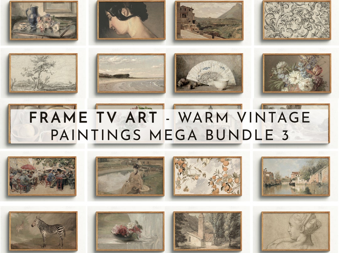 Samsung Frame TV Art Set Warm Vintage Paintings Mega Bundle 50 Files