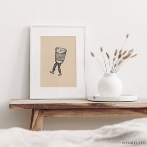 Fun Coffee Print, Abstract Art, Kitchen Print, Kitchen Art, Kitchen Poster, Coffee Cup Print, Coffee Gift, Coffee Poster, Coffee Wall Art image 3