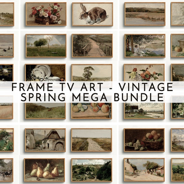 Mega Bundle Spring Art vintage pour téléviseur Samsung Frame - 100 fichiers inclus ! | Frame TV Art printemps | Décoration pour téléviseur avec cadre de Pâques | Art mural printanier