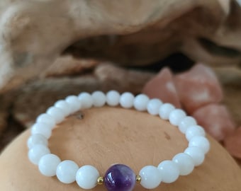 Moonstone & Amethyst Bracelet