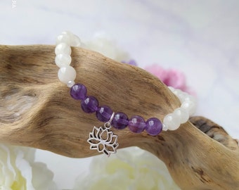 Moonstone and Amethyst Bracelet