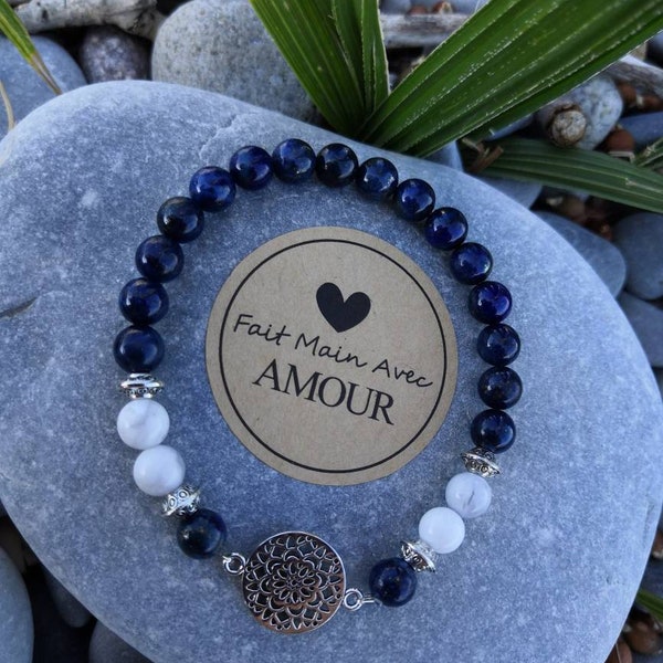 Bracelet en pierre Lapis Lazuli & Howlite unisexe