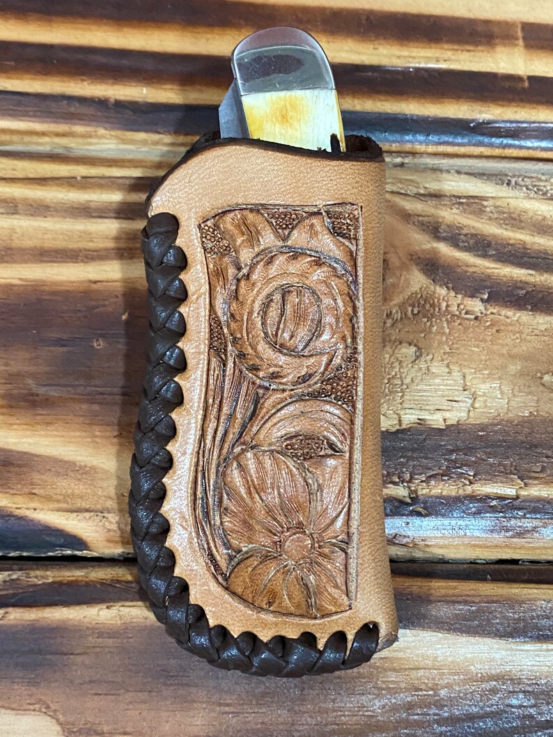 Leather Braided Custom Knife Sheath Pouch for Trapper Etsy