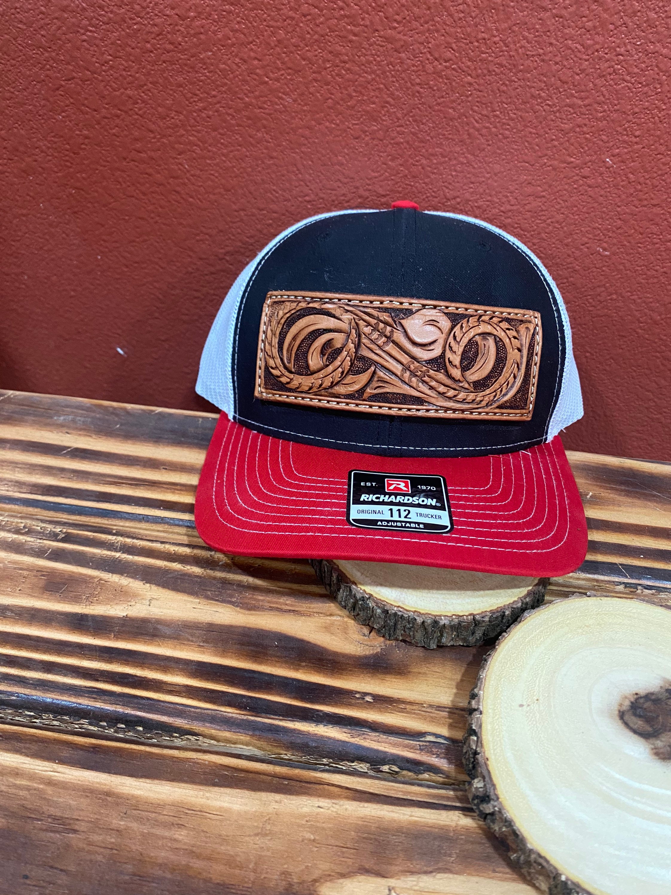 Trucker Hat Cap Gorra Tooled Leather Patch